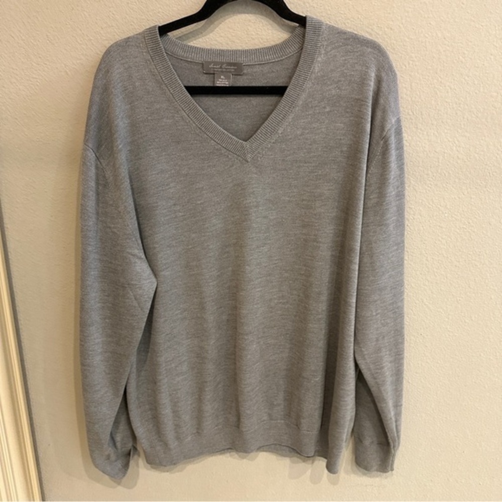 Daniel Cremieux | XL | Gray Signature Collection Silk cotton Blend vneck sweater